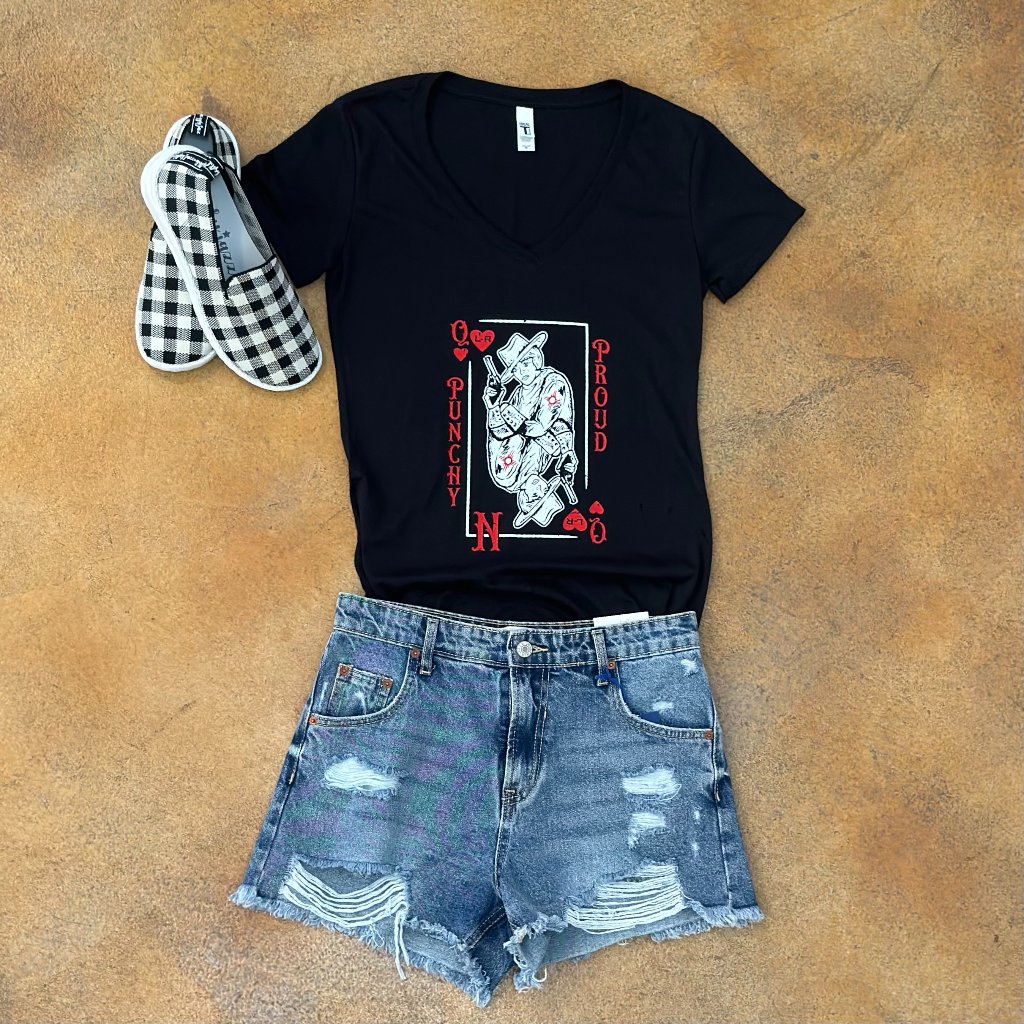 Women's V-Neck Punchy N Proud Fitted Tee